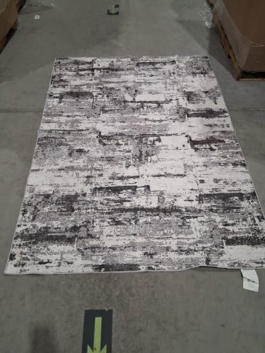 WASHABLE NON SLIP ABSTRACT area rug - 5ft x 7ft - black/grey/white image 4