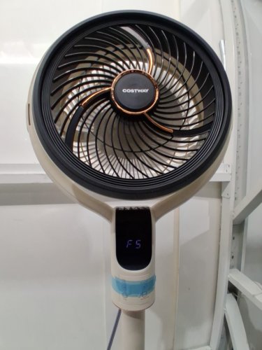 Costway Misting Pedestal Fan Air Circulator 8-Speed Floor Fan with 90° Oscillation - 13" x 13" x 26" to 39" - White (Model: ES10671US-WH/FS-G4008A) image 5