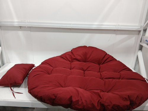 Outdoor Waterproof Thick Egg Chair Cushion with Headrest Pillow - 50" x 5" - wine red image 3