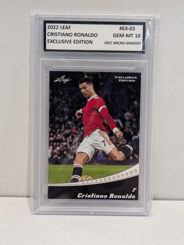 CRISTIANO RONALDO EXCLUSIVE EDITION FIFA CARD - JDCC GEM MINT 10 - 2022 LEAF #EX-03 image 2