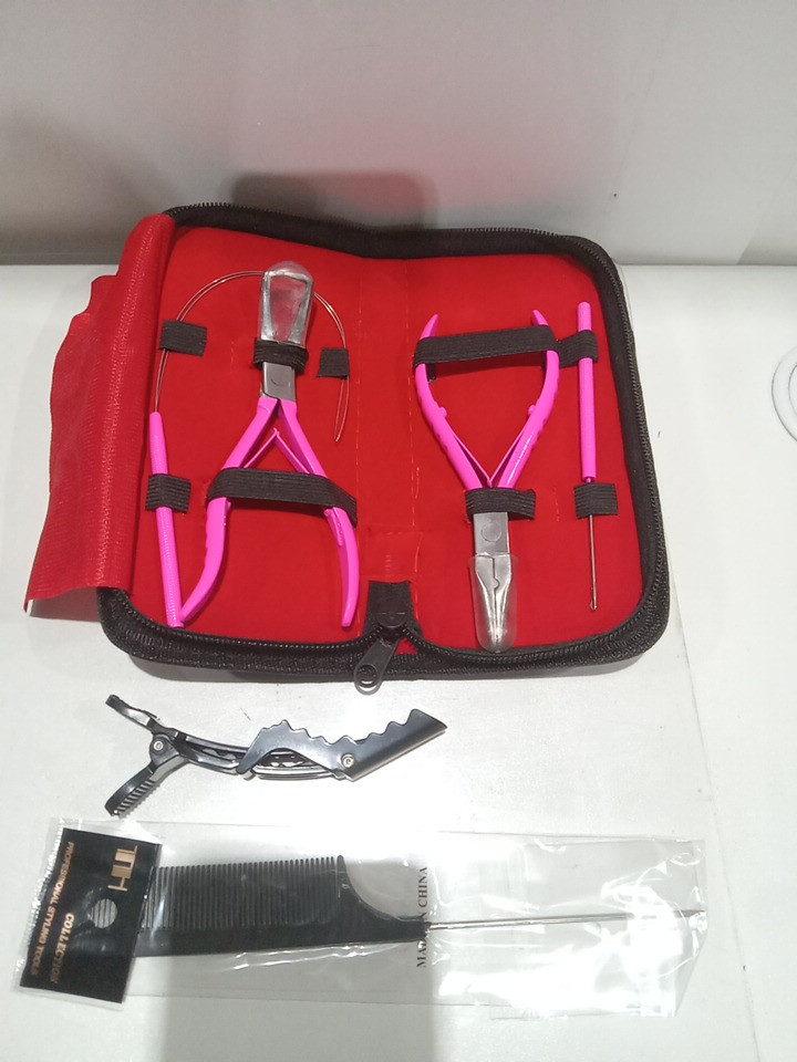 6PC SIVOTE Professional Hair Extension Tools Kit Stainless Steel - Hot pink (model: xdv3t) image 3