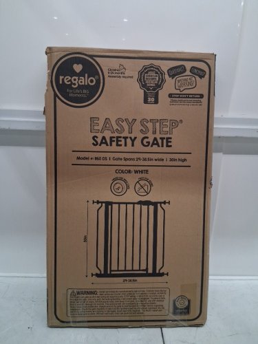 REGALO EASY-STEP METAL WALK-THROUGH SAFETY GATE, 30" X 29'' - 38.5'' - WHITE (MODEL: 1160DS) image 2