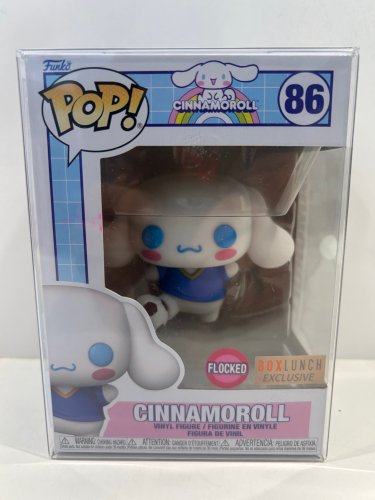 Funko pop! **flocked**box lunch exclusive** cinnamoroll - cinnamoroll vinyl figure (#86) **plastic protector cover** image 2