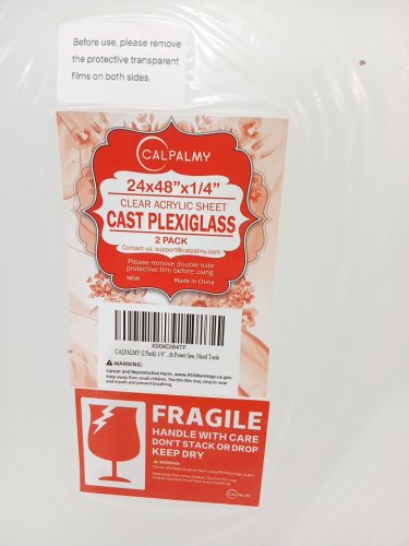2PK CALPALMY MULTIPURPOSE ACRYLIC PLEXIGLASS SHEET - 24" X 48" X 1/4" - CLEAR (MODEL: 1/4 CLEARACRYLIC-24X48-2PK) image 4