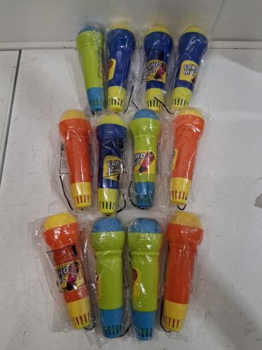 12PK PLASTIC ECHO PLAY MICROPHONES - 10" ASSORTED COLOURS image 2