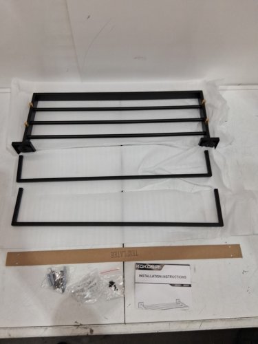 KOKOSIRI TOWEL SHELF/RACK WITH DOUBLE HANGING BARS - 24" - MATTE BLACK (MODEL: B6003BK) image 3