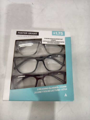 3PK FOSTER GRANT scratch resistant lenses reading glasses - +1.75 - assorted colours image 2