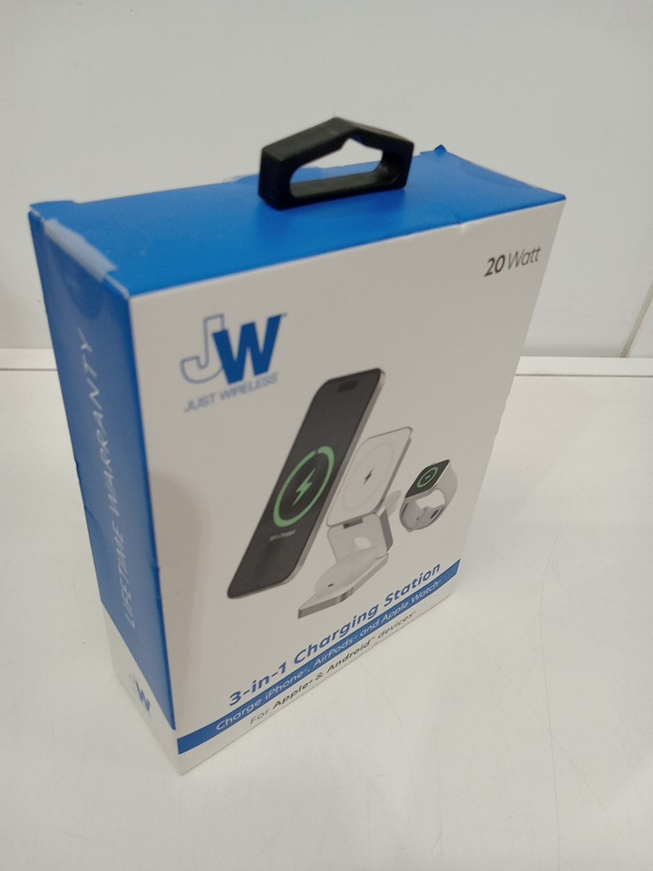 Just Wireless 3-IN-1 Folding Charging Station for Iphone, Airpods, and Apple Watch - 20W - White (Model: 04096-V) image 2