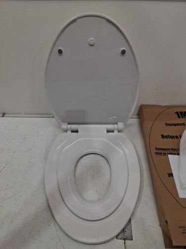 1M Elongated toilet seat with built in toddler seat and slow close - 18.5" - white (Model: ts001) image 3