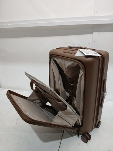 NINETYGO JOURNEY 2.0 Hardshell Carry-On Luggage - 20" Suitcase with Front Compartment & TSA Lock - Coffee Brown (Model: CASR-CFE220-BW13) image 4