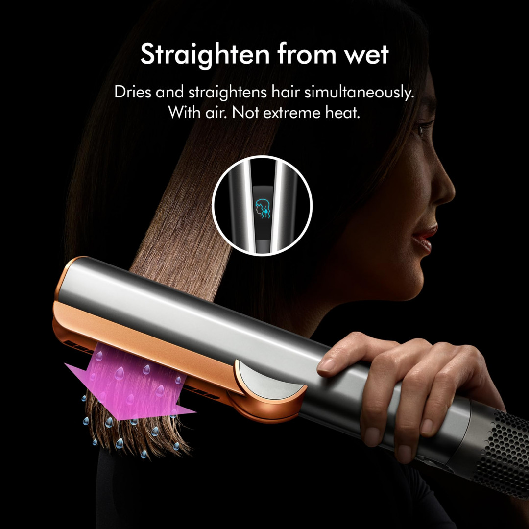 dyson airstrait wet to dry hair straightener - LIMITED EDITION APRICOT/ TOPAZ  (model: ht01) image 2
