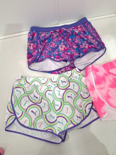 3 ASSORTED GIRL'S SHORTS - EXTRA LARGE (14/16) - PURPLE/PINK/GREEN image 3