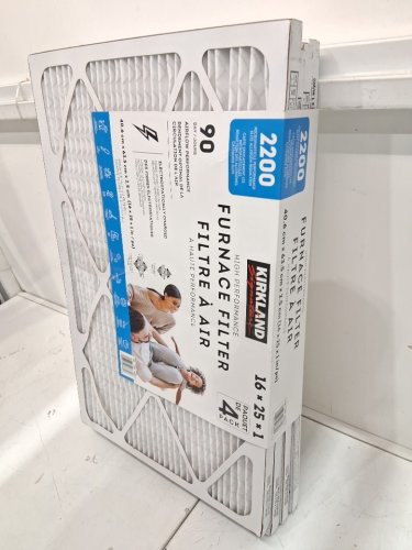 4PK KIRKLAND SIGNATURE HIGH PERFORMANCE FURNACE FILTERS - 16" X 25" X 1" - WHITE (MODEL: 928373) image 2