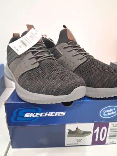 MENS SKETCHERS LOW-TOP TRAINERS - SIZE 10 - GREY/BROWN (STYLE: 1556010) image 2