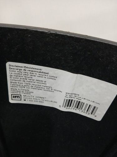 TierraVerde Recycled Self Watering Alto Planter Box - 15" - Black image 3
