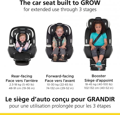 SAFETY 1ST GROW AND GO EXTEND 'N RIDE ALL-IN-ONE CAR SEAT - 65LB CAPACITY - BLACK/mineshaft (MODEL: 22891C-GLA) image 2