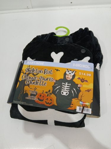BABY PALAMON SKELETON BAT ONESIE - 0-6 MONTHS - BLACK/WHITE image 2