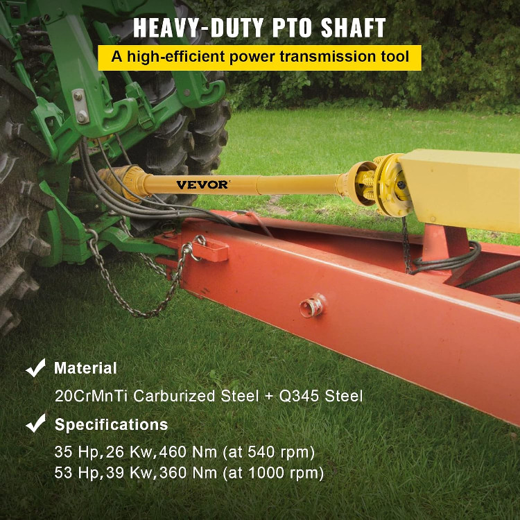 vevor 6 spline pto drift shaft for bush hog/finish mowers - 1-3/8" - 31.5" TO 41" length - yellow (model: t4y800) image 2