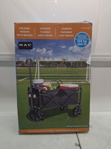 MAC SPORTS FOLDING WAGON WITH BRAKES AND POCKETS - 8.6" X 21.7" X 25" - 350LBS CAP - BLACK (MODEL: 1872234) image 2
