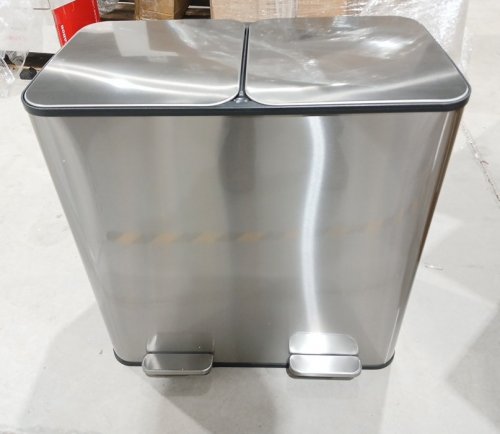 Dual Kitchen Garbage Bin with Soft-Close Lid - 10GAL - Silver image 4