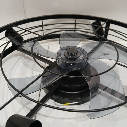 VOLISUN Caged Ceiling Fan with Light and Remote - 19.7" - black - (model:KJ8810-BK) image 4