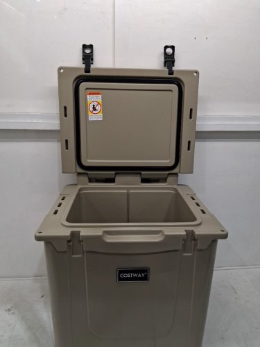 COSTWAY Leak-Proof Chest Cooler with All-Terrain Wheels - 45QT - khaki (MODEL: GP11730SA) image 4