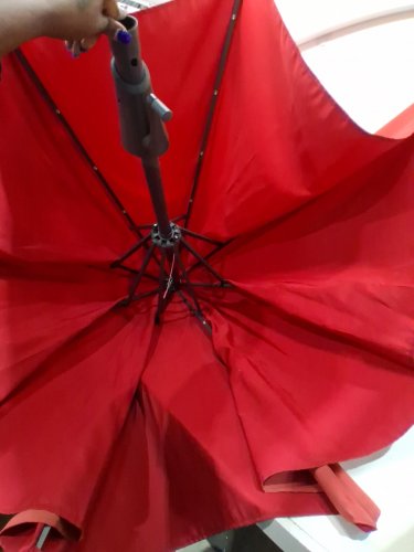 OUTDOOR PATIO TABLE UMBRELLA WITH CRANK HANDLE, 8 STURDY RIBS - 12FT - RED image 7