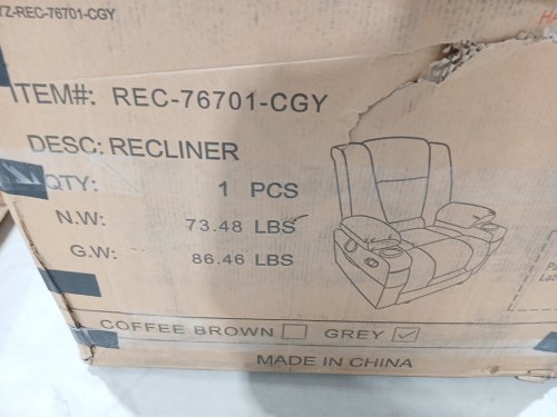Aricella Chenille Chair Recliner with Massage, Heating, Cup Holders, and side pocket - Grey (Model: 76701M-51) image 15