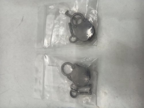 2 (3pc) nauctical cove antique iron lock with skeleton keys - 1.5" image 2