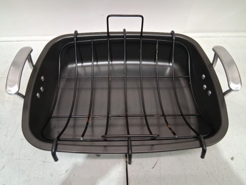 Chef Pomodoro Deluxe X-Large Carbon Steel Roasting Pan with U-Rack, 18.5'' x 14.5'' image 3