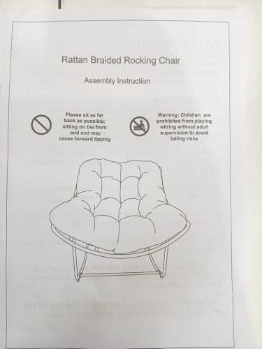 Oversized Papasan Rocking Chair - Beige/Black (Model: OT18-KH-115) image 6
