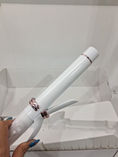 t3 curlwrap automatic rotating curling iron with long barrel (5.5"l) - timer settings and 9 heat settings - 1.25" - white/rose gold - (model: 76680). image 6