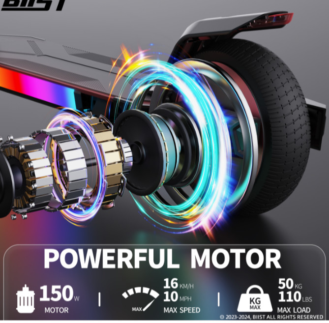 BIIST KIDS 6.5" Foldable Electric Scooter WITH LED LIGHTS - 150W Motor - Black - (Model: BST-S31 BLACK) image 2