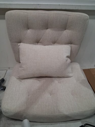 JONPONY  woven chenille fabric upholstery armless desk chair  with Wheels AND Lumbar Pillow - BEIGE (model: wb-9383 milk tea) image 5