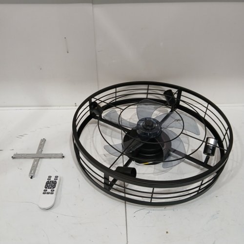 VOLISUN Caged Ceiling Fan with Light and Remote - 19.7" - black - (model:KJ8810-BK) image 3