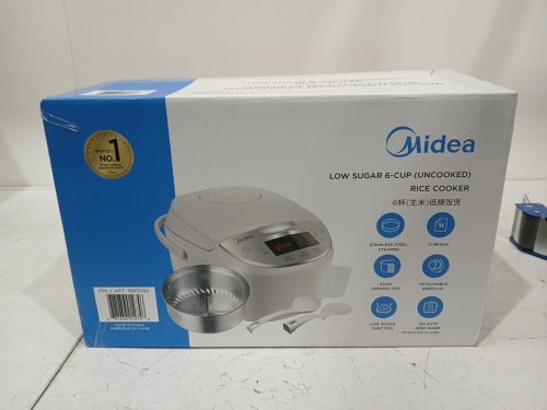 MIDEA LOW SUGAR FUNCTION RICE COOKER WITH STAINLESS STEEL STEAMER - 6 CUP - WHITE (MODEL: 1993090) image 2