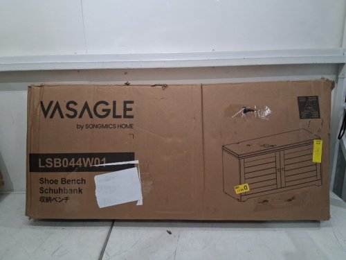 Vasagle Cushioned shoe bench with height adjustable shelves - 13" x 14" x 20.5" - White/Grey (Model: LSB044W01) image 2