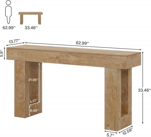 Entryway Console Table - 33.4" x 62.9" - Brown (Model: HK-PA005-1BY-TK) image 2