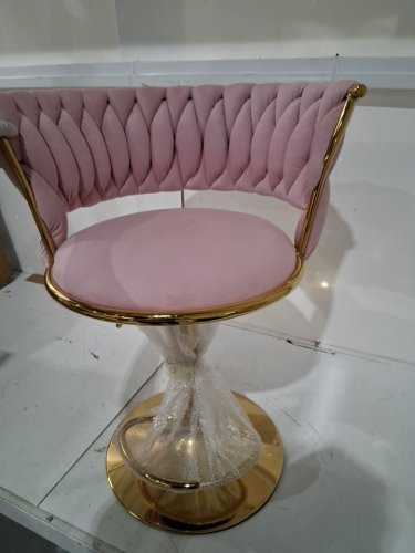 2PK  Modern Velvet Bar Stools Set - 440LBS - PINK/GOLD image 6