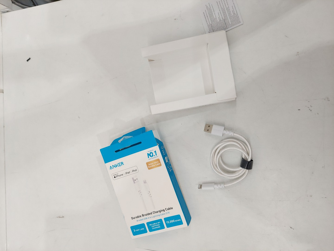 Anker Durable Braided USB-A to Lightning Fast Charging Cable - 3ft - White (Model: A8012) image 3