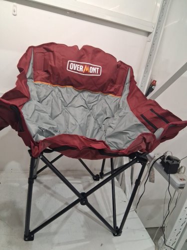 2pk Overmont Oversized XL Padded Camping Chair with Cup Holder and Side Pocket - 450lbs Max - red (model: om000012) image 6
