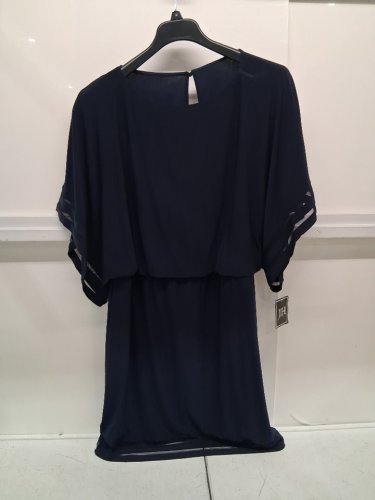 women's Jessica Howard Elbow Sleeve Boat Neck Blouson Mini Dress for Special Occasion Dress - size 14 - navy blue (style:jc3m0407) image 3
