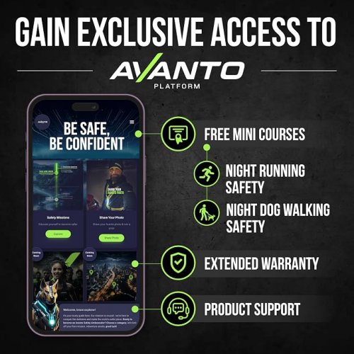 avanto safety solx1 chest light pro - Smart Running Lights With Safety Courses, Headlamp Flashlights for Night Walking - 500lm - 2 light modes - black image 4