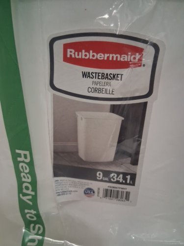 Rubbermaid plastic Open Wastebasket - 9gal - white (model: FG2806TPWHT ) image 3