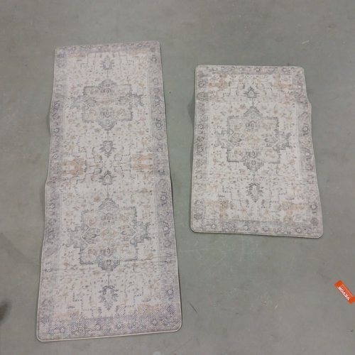 2pc Daria Vintage style  Anti-Fatigue Kitchen Sink Mat Set - 17" x 47"/17" x 30" - Light Taupe Brown image 3