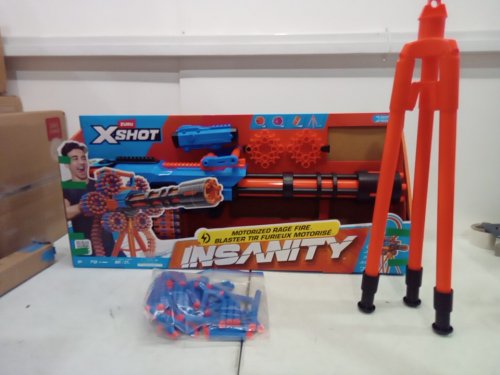 Zuru XSHOT Insanity Motorized Gatling Blaster with Tripod Stand and darts - blue/black/orange (model: 36654) image 3