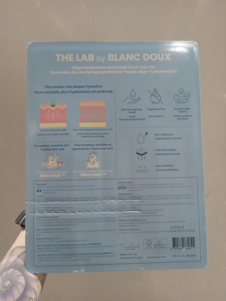 2pk The Lab by Blanc Doux Oligo Hyaluronic Acid Deep Toner - 400ml each image 4