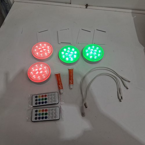 4PK Submersible rechargeable LED PUCK Lights with remotes - RBG colours - image 3