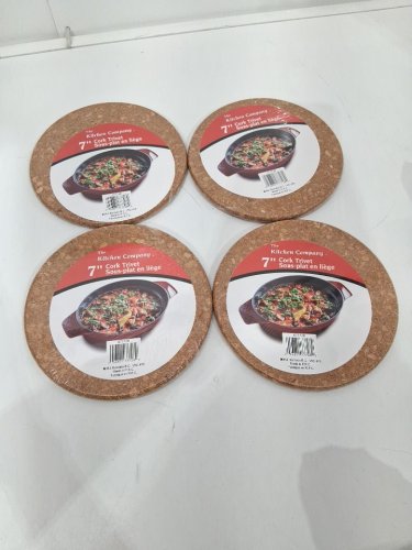 4 the kitchen company cork trivets for hot dishes and pots - 7" - brown (model: 077728) image 2