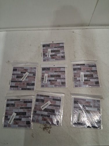 7 (10PK) Peel and Stick FAUX STONE/MARBLE Tiles - 6" x 6" (EACH TILE) - 17.5 SQ.FT TOTAL - BROWN/WHITE image 2